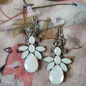 Opaline Silver Tone Clear Rhinestone Unsigned Pierced Earrings Reproduction NEW